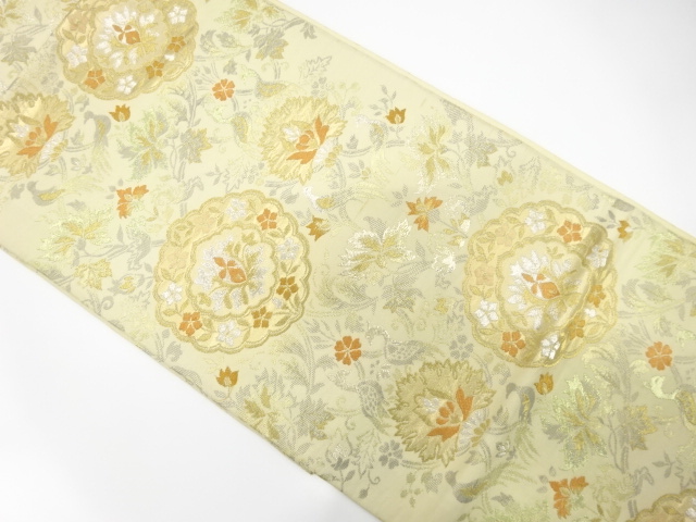 JAPANESE KIMONO / ANTIQUE FUKURO OBI / SILK / WOVEN FLOWER & BIRD